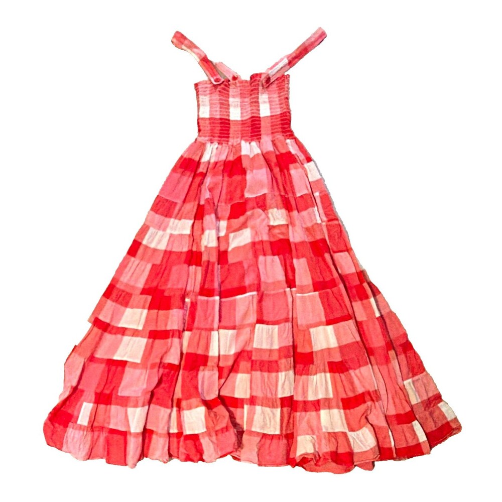 Polo Ralph Lauren Womens Sundress Maxi Smocked Size L Pink Checkers
